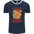 Dinosaur Palaeontologist Loves Parasaurolophus Mens Ringer T-Shirt FotL Navy Blue/White