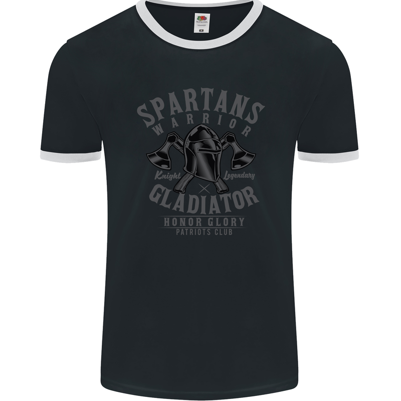 Spartans Warrior Legendary Gladiator Mens Ringer T-Shirt FotL Black/White