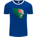 Curled Bangladesh Flag Bangladeshi Day Football Mens Ringer T-Shirt FotL Royal Blue/White