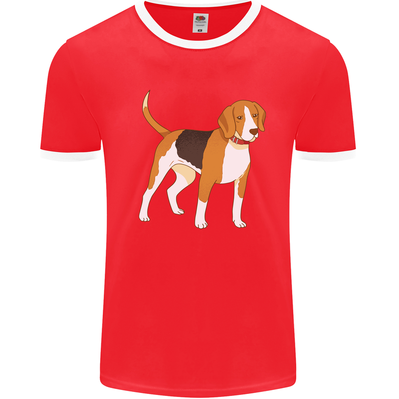 A Beagle Small Scent Hound Dog Mens Ringer T-Shirt Red/White