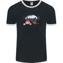 Santa & Rudolf Peeking Funny Christmas Xmas Mens Ringer T-Shirt FotL Black/White