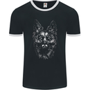 A Monochrome German Shepherd Alsatian Dog Mens Ringer T-Shirt FotL Black/White
