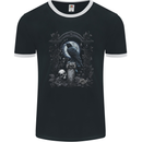 Gothic Skull and Crow With and Arch Mens Ringer T-Shirt FotL Black/White
