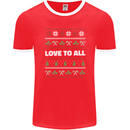 Christmas Love to All Xmas Peace Hippy Mens Ringer T-Shirt FotL Red/White
