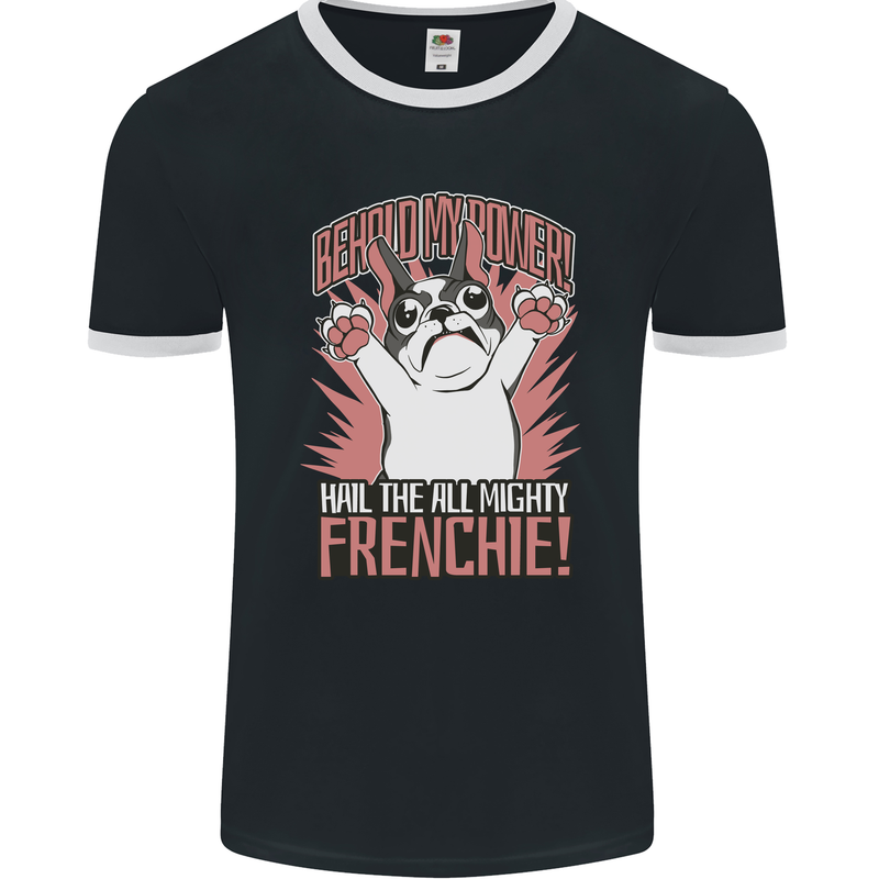 Funny French Bulldog Dog Frenchie Mens Ringer T-Shirt FotL Black/White
