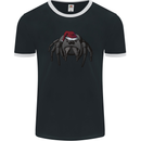 Christmas Tarantula Funny Xmas Hat Spider Mens Ringer T-Shirt FotL Black/White