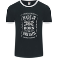 Born In Britain 57th Birthday Made 1966 Mens Ringer T-Shirt FotL Black/White