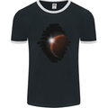 Space Planet Sun Flare Universe Mens Ringer T-Shirt FotL Black/White