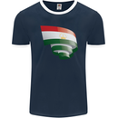 Curled Tajikistan Flag Tajik Day Football Mens Ringer T-Shirt FotL Navy Blue/White