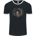 USA Bodybuilding Flag Gym Training Spartan Mens Ringer T-Shirt FotL Black/White