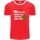 Bah Humbug Festive & Sh!t Christmas Xmas Mens Ringer T-Shirt FotL Red/White