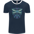A Floral Dragonfly Mens Ringer T-Shirt FotL Navy Blue/White