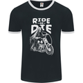 Ride to Die Grim Reaper Biker Bicycle Skull Mens Ringer T-Shirt FotL Black/White