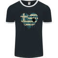 Love Greece Flag Greek Day Football Mens Ringer T-Shirt FotL Black/White