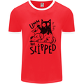 He Slipped A Cat Murdering a Dog Funny Mens Ringer T-Shirt Red/White