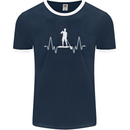 Paddleboard Pulse Paddle Boarding ECG Mens Ringer T-Shirt FotL Navy Blue/White