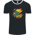 Torn Grenada Flag Grenadians Day Football Mens Ringer T-Shirt FotL Black/White