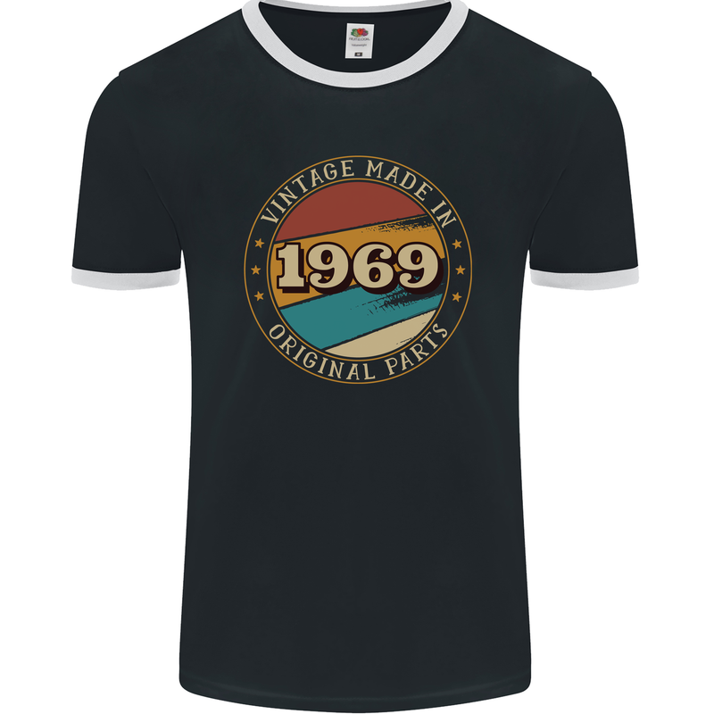 54th Birthday  Vintage Made In 1969 Mens Ringer T-Shirt FotL Black/White