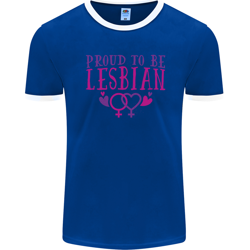 Proud to Be a Lesbian LGBT Gay Pride Day Mens Ringer T-Shirt FotL Royal Blue/White