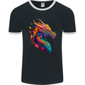 A Fantasy Dragon Mens Ringer T-Shirt FotL Black/White