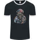American Zombie USA Flag Halloween Mens Ringer T-Shirt FotL Black/White