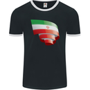 Curled Iran Flag Iranian Day Football Mens Ringer T-Shirt FotL Black/White