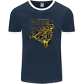 Steampunk Motorsports Racing Car Mens Ringer T-Shirt FotL Navy Blue/White