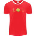 Tennis Player ECG Pulse Mens Ringer T-Shirt Red/White