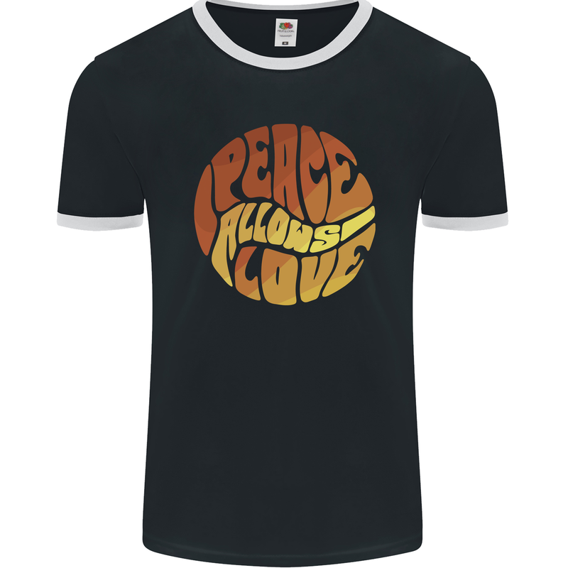 Peace Allows Love Quote Hippie Mens Ringer T-Shirt FotL Black/White