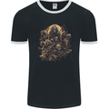 Heavy Metal Skull Rock Band Biker Music Grim Reaper Mens Ringer T-Shirt FotL Black/White