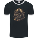 Heavy Metal Skull Rock Band Biker Music Grim Reaper Mens Ringer T-Shirt FotL Black/White