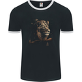 A Pensive Lion in the Desert Mens Ringer T-Shirt FotL Black/White