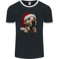 Christmas Golden Labrador Xmas Hat Dog Mens Ringer T-Shirt FotL Black/White