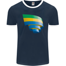 Curled Gabon Flag Gabonese Day Football Mens Ringer T-Shirt FotL Navy Blue/White
