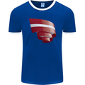 Curled Latvia Flag Latvian Day Football Mens Ringer T-Shirt FotL Royal Blue/White