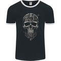 Mechanical Skull Clock Watch Mechanic Engineer Mens Ringer T-Shirt FotL Black/White