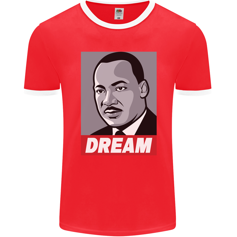 Dream Martin Luther King Black Lives Matter Mens Ringer T-Shirt FotL Red/White