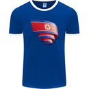 Curled North Korea Flag Korean Day Football Mens Ringer T-Shirt FotL Royal Blue/White