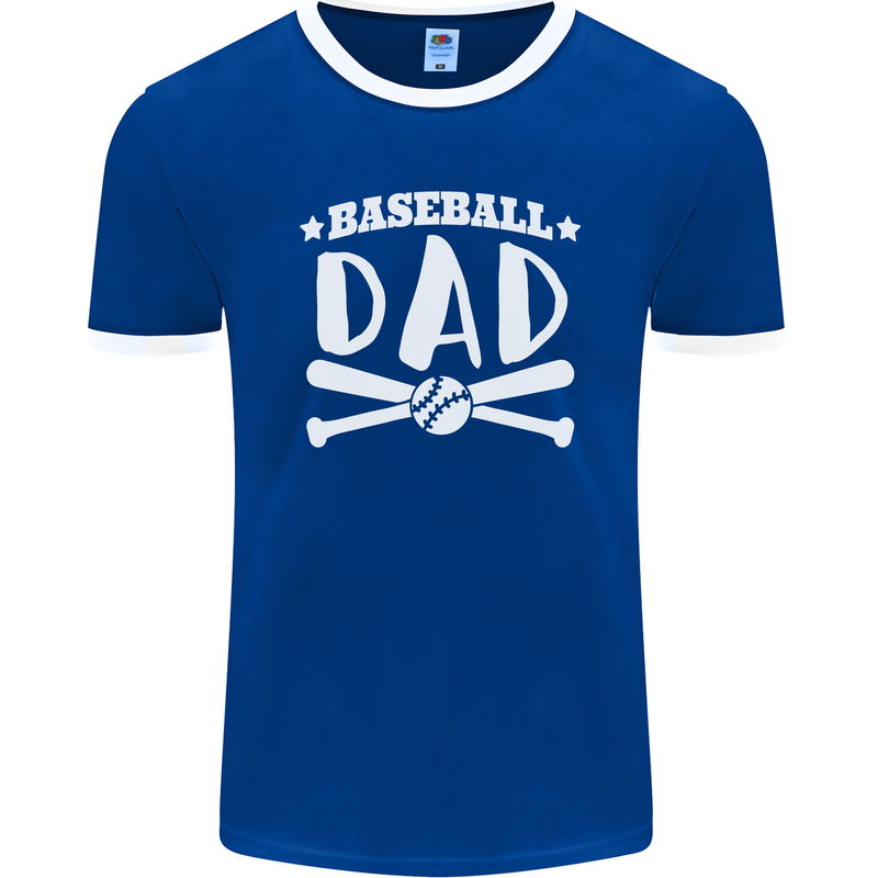 Baseball Dad Funny Fathers Day Mens Ringer T-Shirt FotL Royal Blue/White