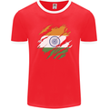 Torn India Flag Indian Day Football Mens Ringer T-Shirt FotL Red/White