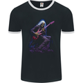 Skull Rocker Rock n Roll Heavy Metal Electric Guitar Mens Ringer T-Shirt FotL Black/White