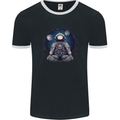 Meditating Astronaut Yoga Space Planets Mens Ringer T-Shirt FotL Black/White