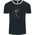 A Gothic Skull With Flowers Roses Mens Ringer T-Shirt FotL Black/White