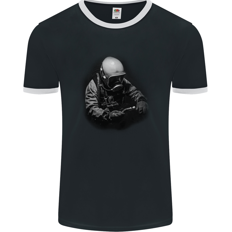 Underwater Welder Scuba Diving Diver Mens Ringer T-Shirt FotL Black/White