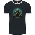 Kraken Under the Ocean Cthulhu Poseidon Mens Ringer T-Shirt FotL Black/White