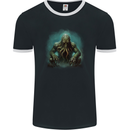 Kraken Under the Ocean Cthulhu Poseidon Mens Ringer T-Shirt FotL Black/White