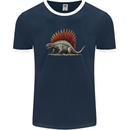Dimetrodon Dinosaur Mens Ringer T-Shirt FotL Navy Blue/White