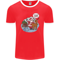 Rude Santa & Rudolf Christmas Funny Xmas Mens Ringer T-Shirt FotL Red/White