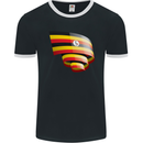 Curled Uganda Flag Ugandan Day Football Mens Ringer T-Shirt FotL Black/White
