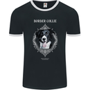 A Decorative Border Collie Mens Ringer T-Shirt FotL Black/White
